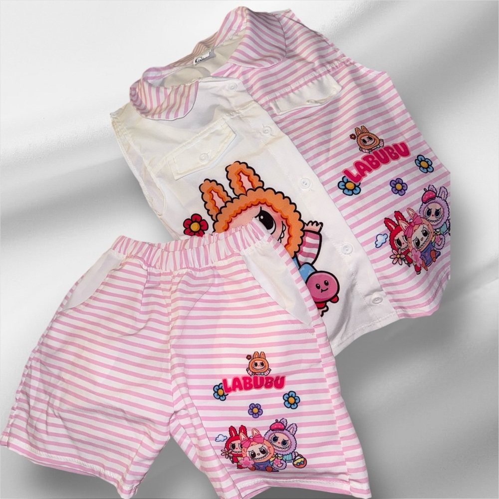 Pink and White Striped Labubu Outfit